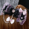 Heart Leopard Hairclips Color Options Pattern 5 Decorated Bead Rhinestone Chain Two
