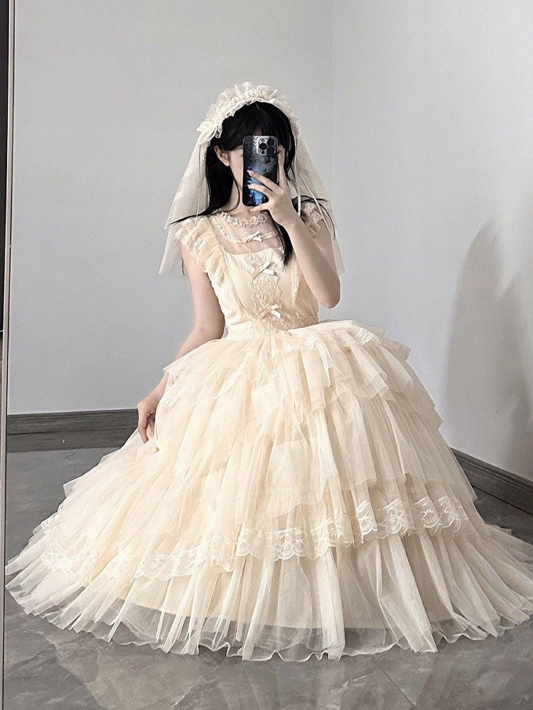 Beige Veil Head