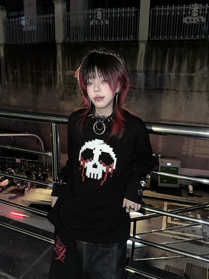 Print White Two-pieces Faux Top Black with Skeleton and Stars