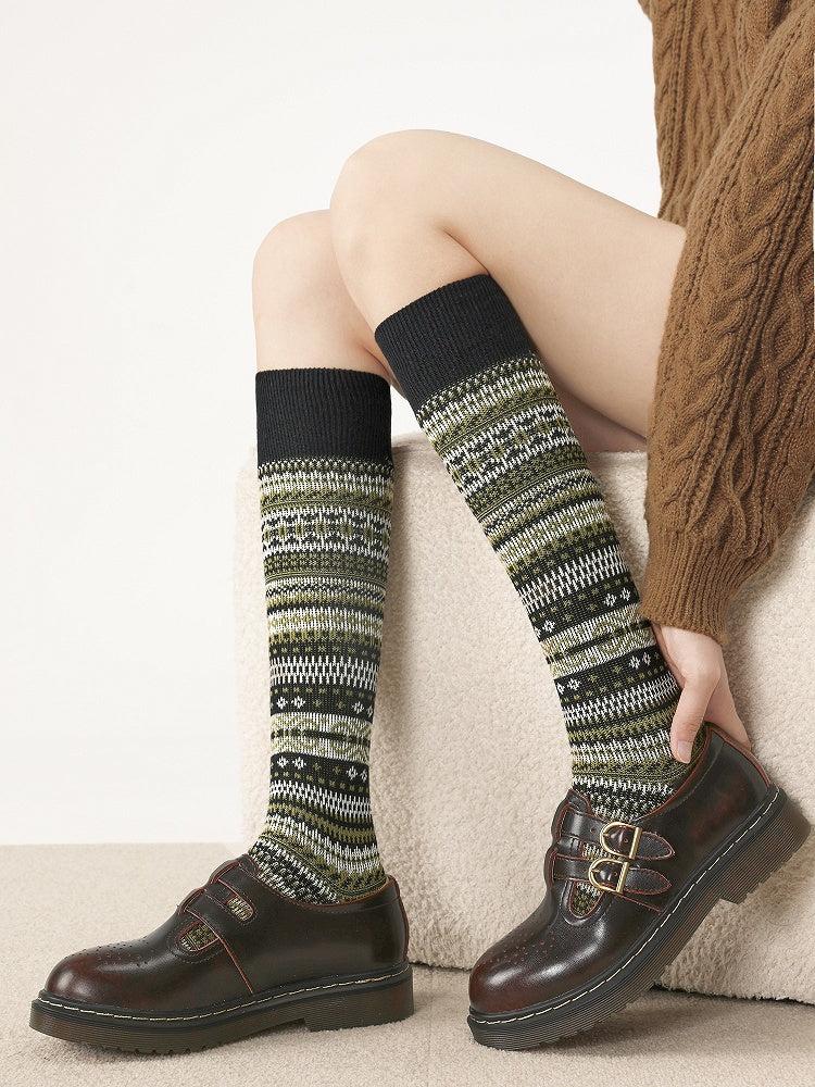 Pattern Socks Colors Maillard 4 Retro Calf Style