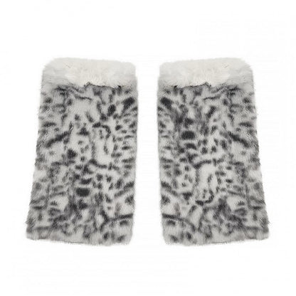 Bittersweet Print Gray Leopard Plush Leg Warmers