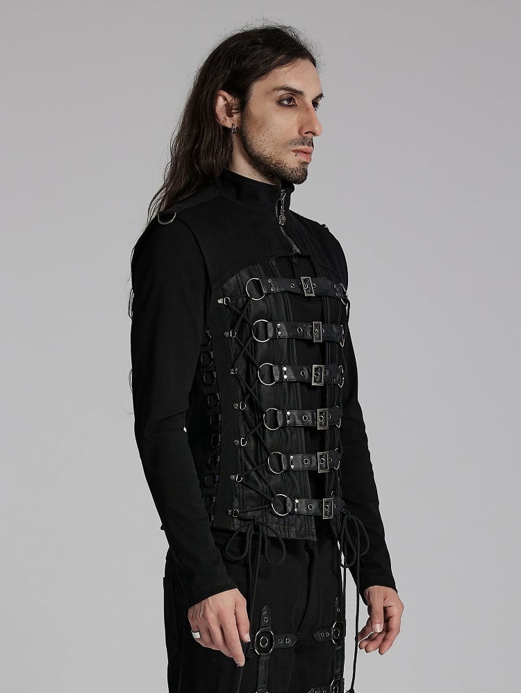 Punk Power Men's Black Personality Vest Sense