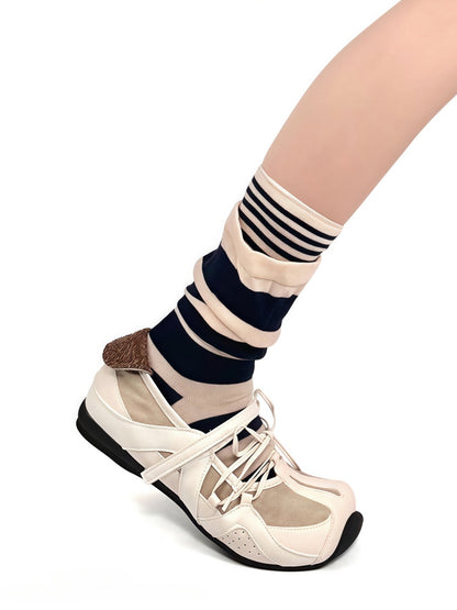 Colors 2 Flared Two-Piece Zebra Print Socks Design Cotton Fake