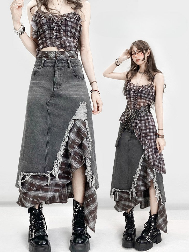 Glamorous Trim Pattern Gary Plaid Bittersweet Distress