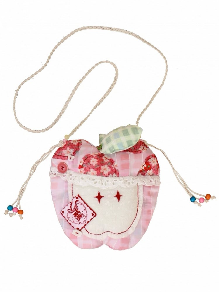 with Apple-Inspired Bag Patterns Plaid Pink/Green Floral Y2K Patchwork and Crossbody