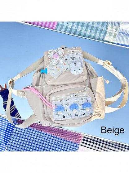 Y2K Double Shoulder Star Pattern Bag - Black Cherry Sauce