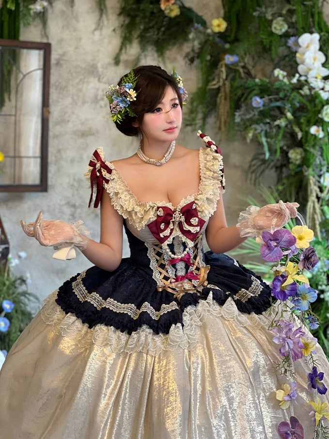 Snow White Lace-up Corset Waist Princess Dress Floor Length Ball Gown