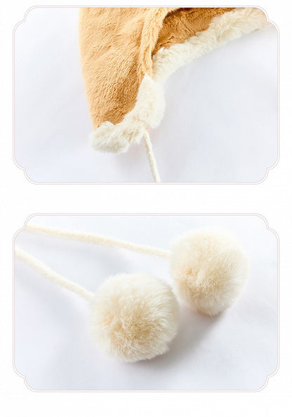 Pompoms Winter Yellow Plush Cute Hat
