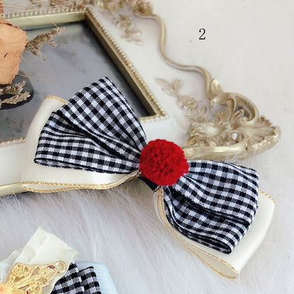 2 Alice Hairclip in Vibes Plaid Options Wonderland Pattern Bowknot