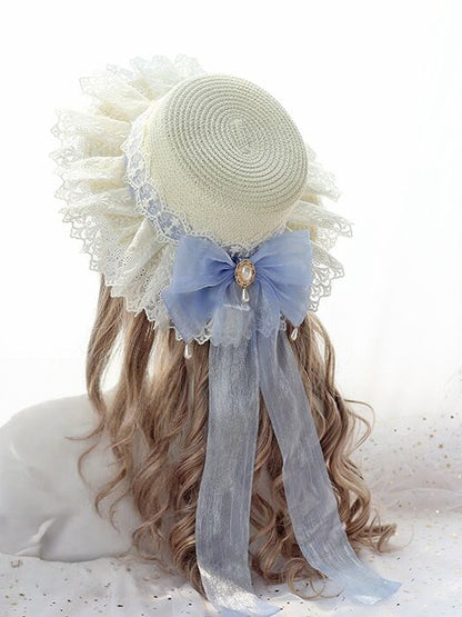 Colors Country 8 Lolita Straw Off-white Lace-trimmed Hat with
