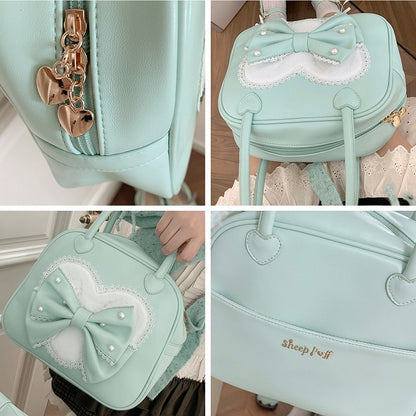 Perlen Sweet Heart Bag Lolita Grün Verziert Hand Bowknot Plüsch