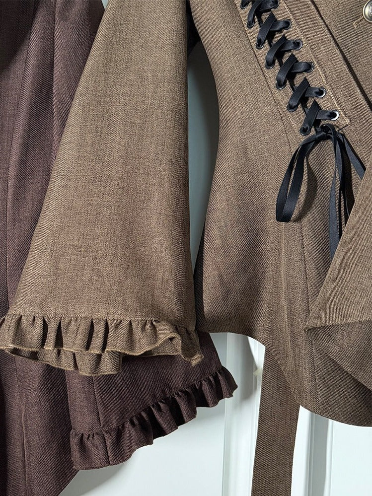 Brown Pemberley Estate Lace-Up Retro Jacket