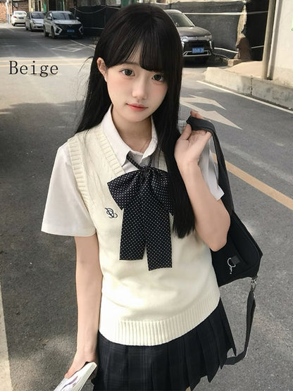 Uniform Knitted Color JK V-neck Options Preppy Style Vest 10