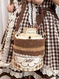 Plaid Sweet Pattern Brown Cupcake Bag Chocolate