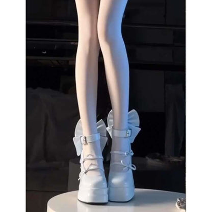 Lolita Bow Block-Heel Mary Jane Platform Shoes – Japanese Soft Girl Style