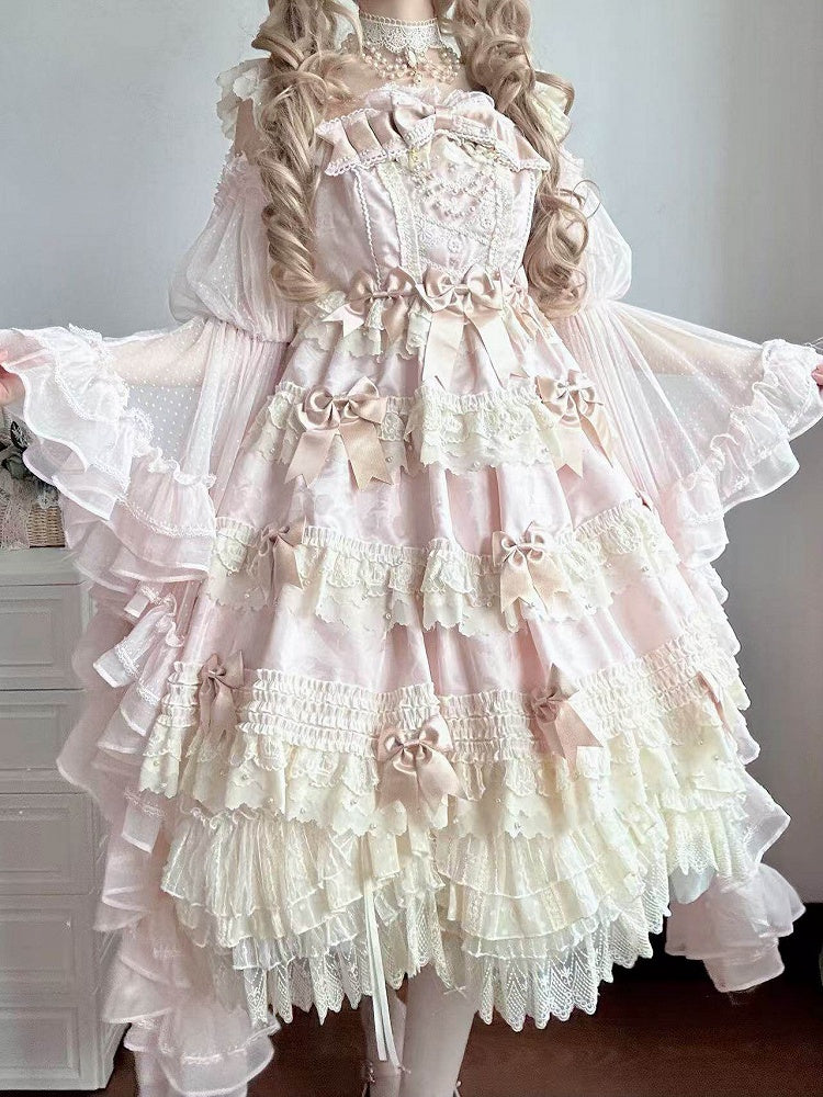 Blouse Off-the-Shoulder Classic Lolita Elegant Pink Bell Sleeves