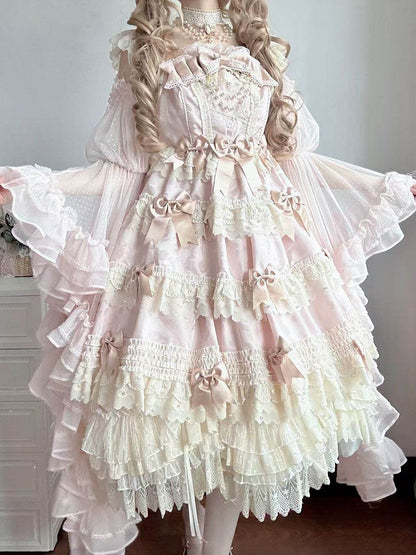 Blouse Off-the-Shoulder Classic Lolita Elegant Pink Bell Sleeves