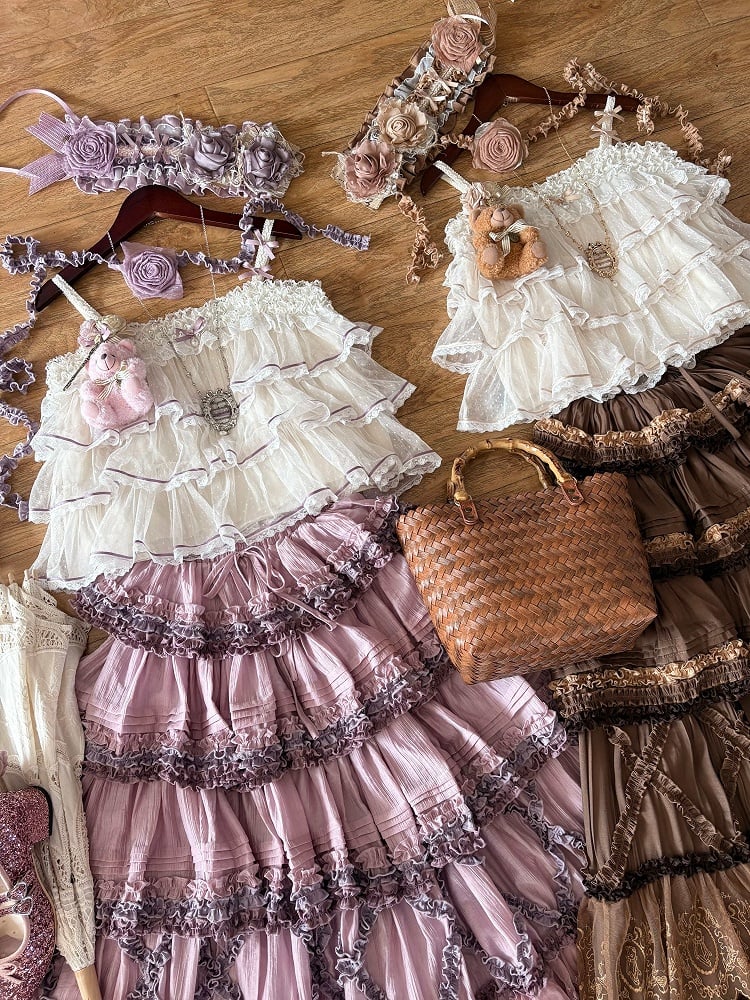 Brooch Floral Bear Purple and / Key Charms Coffee