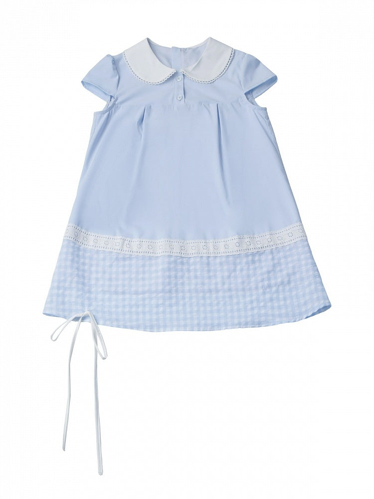 Blue Gingham Peter Pan Collar Blouse - PINK SAVIOR