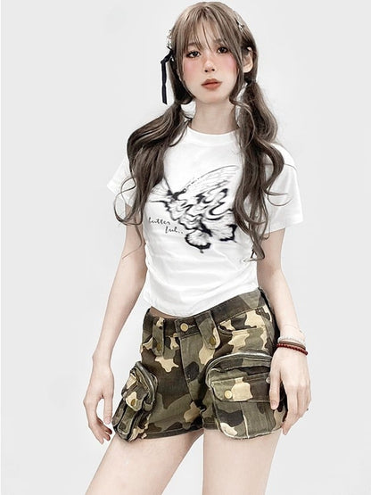 Glamorous Camo Bittersweet Green Shorts Pattern