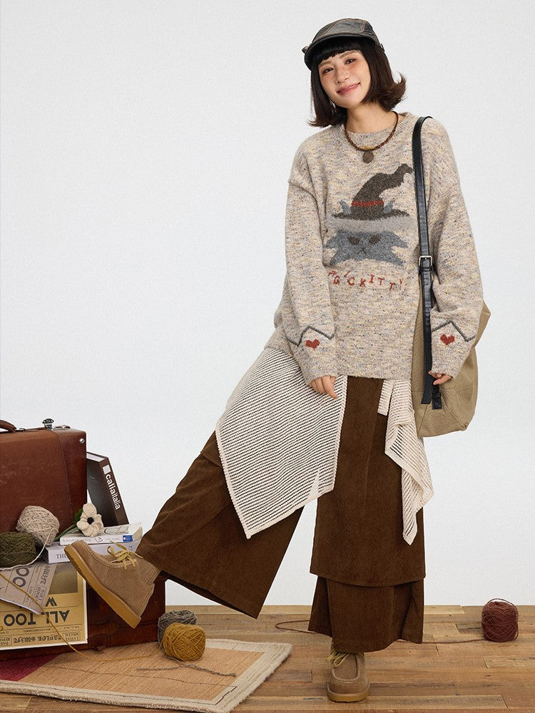 Asymmetrical Cut Pants 3 Wide-leg Design Colors