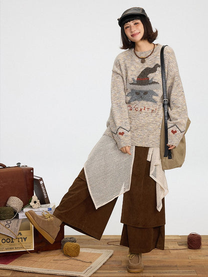 Asymmetrical Cut Pants 3 Wide-leg Design Colors