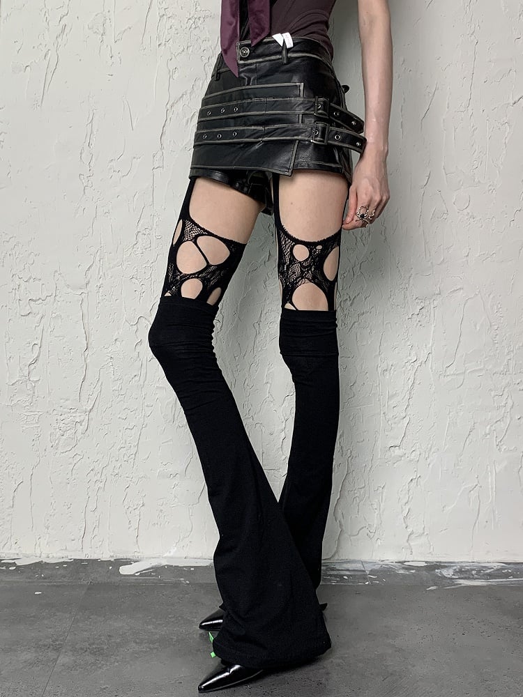Y2K Tights Black Design Cut-out