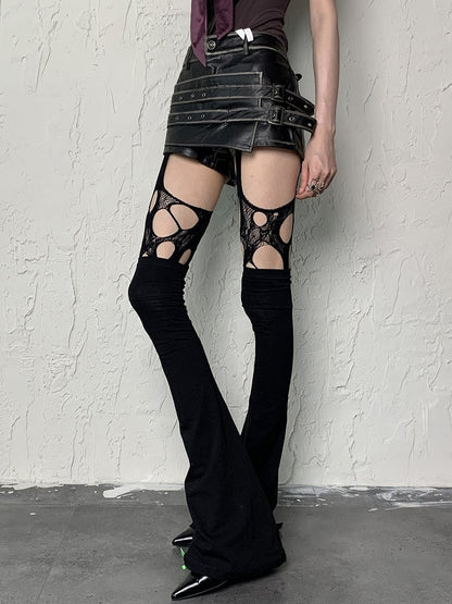Y2K Tights Black Design Cut-out