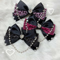 Bow Pearl 3 Color Print Chain Gem Leopard with Options Hairclip Heart and