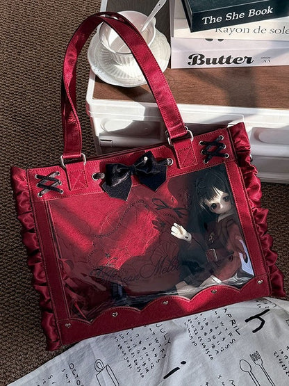 BJD Doll Bag with Bow and Lace-Up Details - Salt Tea