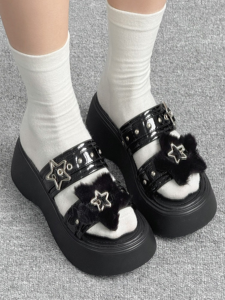 Slippers Star Black – Platform Buckles Alt-Goth