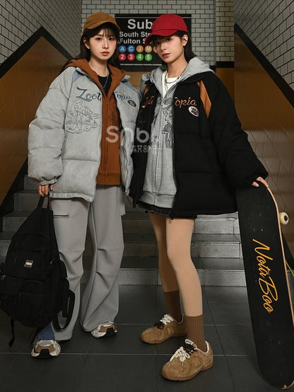 Zootopia Judy and Nick Applique Grey Puffer Jacket