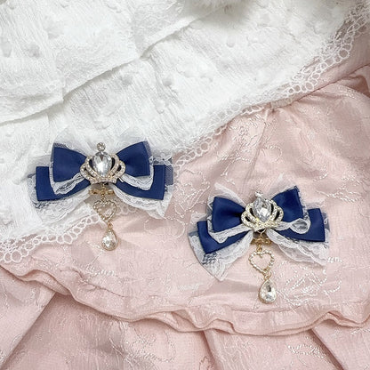 Rhinestone Clip 11 Crown Colors Kei Hair Bow Jirai