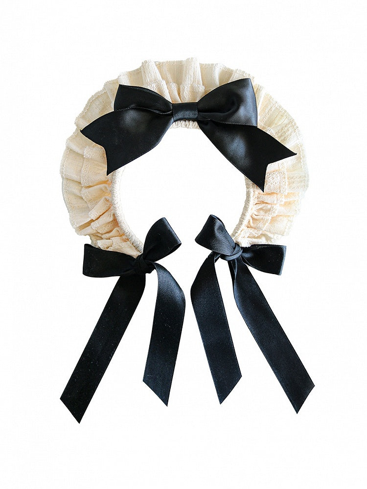 Detachable Short Lolita Apron KC + Dress Maid Sleeves Black