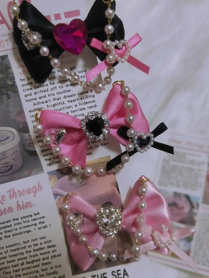 チャームハート蝶結び5つのオプションリング装飾ビーズ