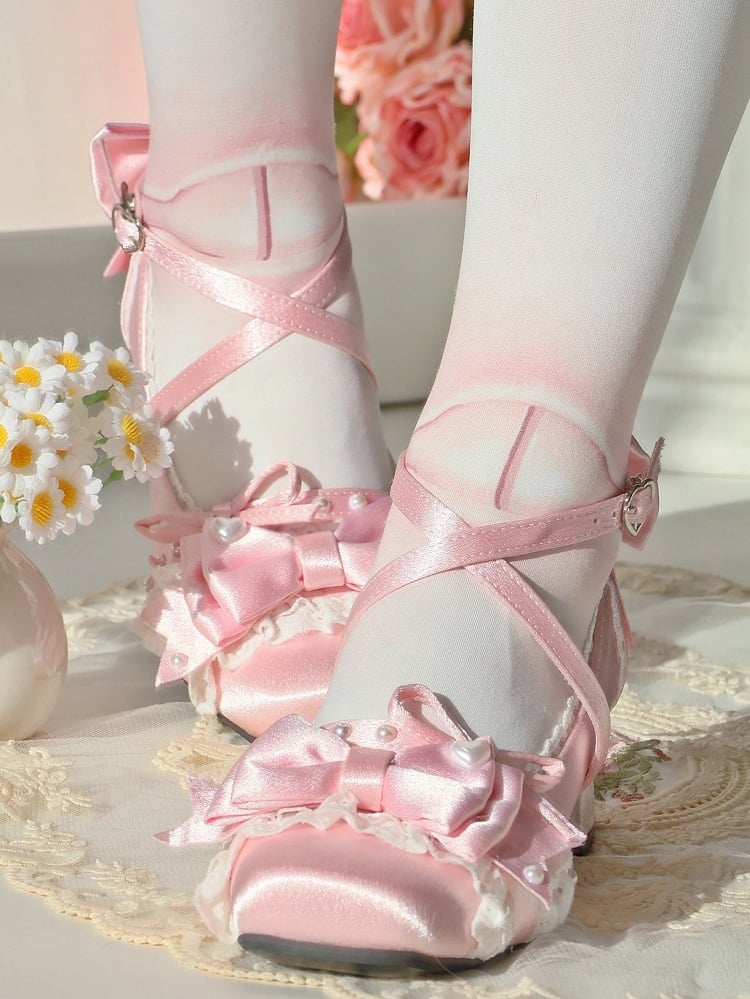 Sophisticated with Jane Bow Shoes Satin Pink Details Mary in