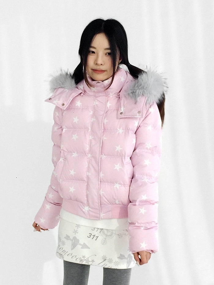Detachable Jacket Trim Pink Daily Hood - Fur Hooded Winter Kawaii
