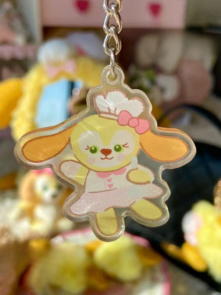 Bowknot Puppy Decorated Plush Keychain Yellow