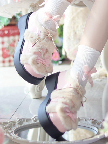 Platforms PU in Bow Lolita Details Pink Sweet with
