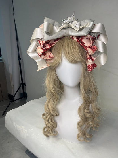 Crimson Lace-Trimmed OP Dress with Floral & Card Motif - Rosede Cheese