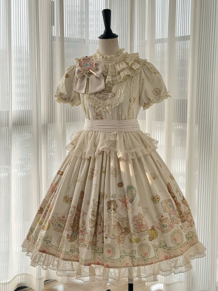 Bodice Toys Dress Embroidery Print Sleeves Teddy Lolita Short Sweet