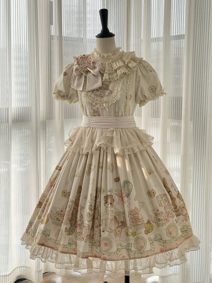 Bodice Toys Dress Embroidery Print Sleeves Teddy Lolita Short Sweet