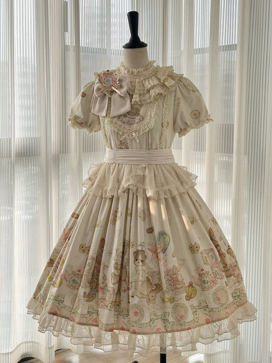 ボディス トイズ ドレス 刺繍 プリント スリーブ テディ ロリータ ショート スイート
