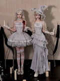 Kapuzenkorsett Hexenausschnitt Grau Lolita Boned Top Silber