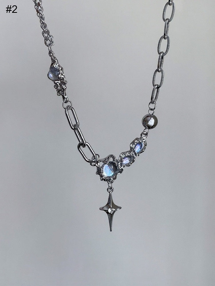 Rhinestone Asymmetrical Y2K Pendant Necklace - YSHXS
