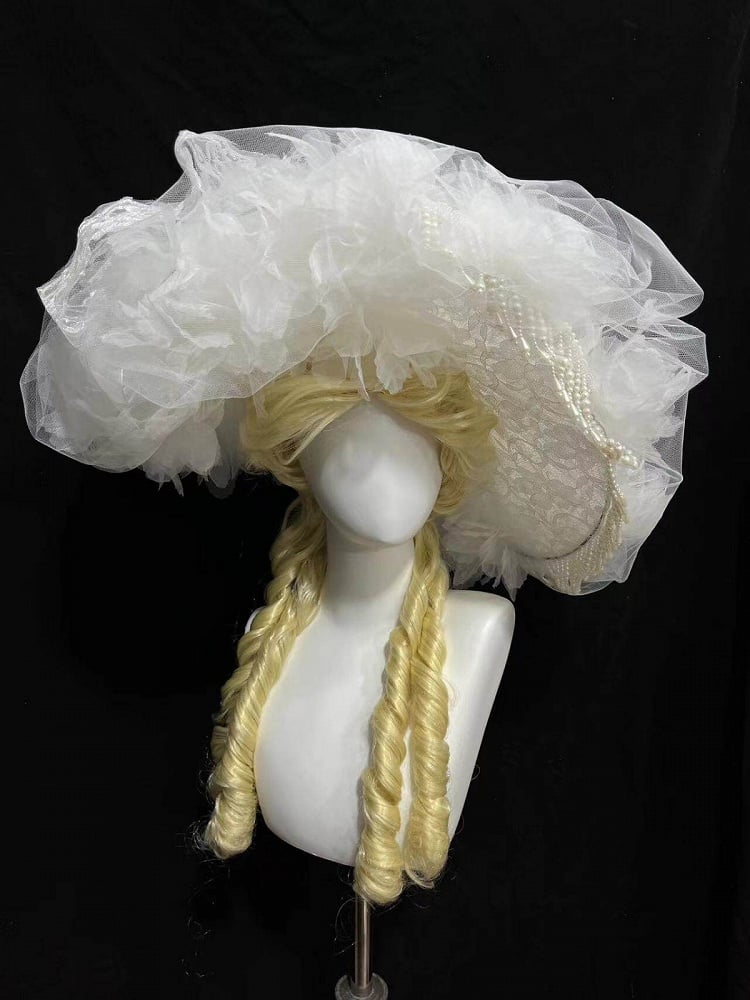 Gothic Lace Hat with Beaded Tassel - Custom Made Earrings