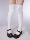 Knee Trim Stockings Black/Gray/White Slimming Over Lace
