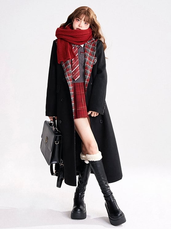 Skirt Plaid Pleat Style Box Preppy Red