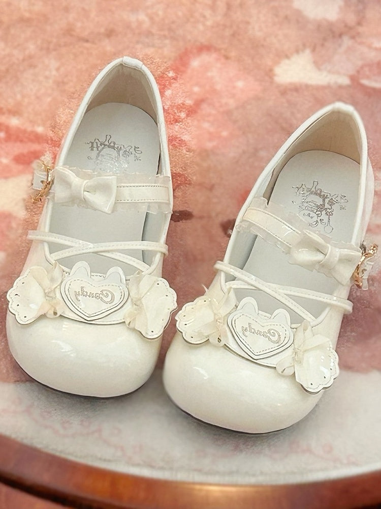 Candy Janes Theme Design Mary Snap White with PU Lolita Sweet Low-heel