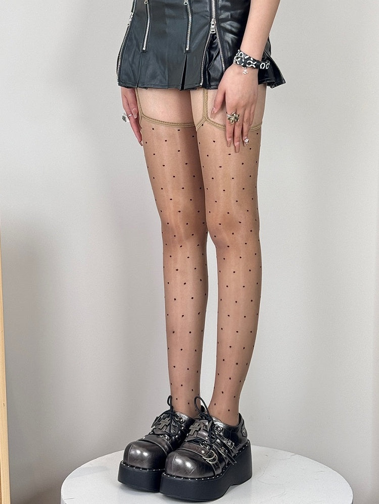 Musterstrümpfe Polka-Dot Farbe Halbtransparente Strumpfhalter 7 Optionen